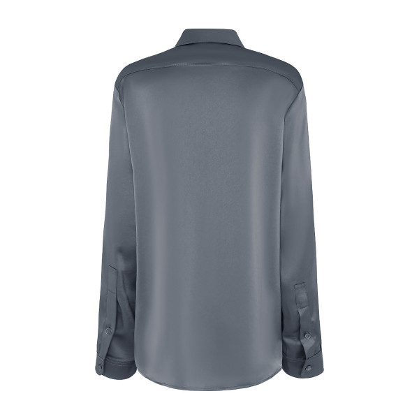 Serena Bute The Boyfriend Shirt - Smoke Pearl Plant Based Satin