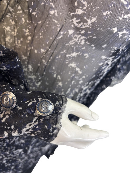 CHANEL Black and White Speckled Blouse