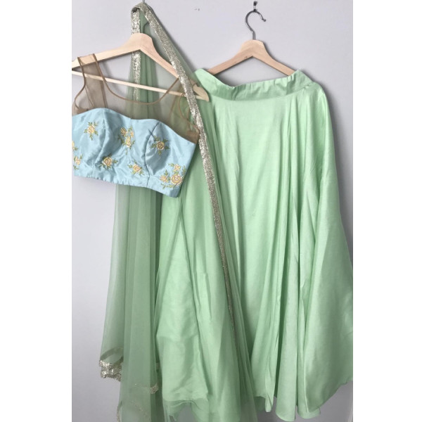 Boutique Mint Green Minimalist Lehenga