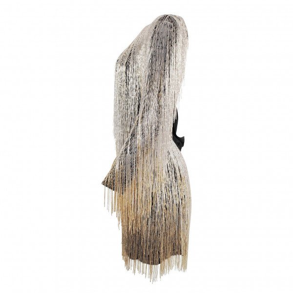 Roberto Cavalli Metallic Fringe Mini Dress