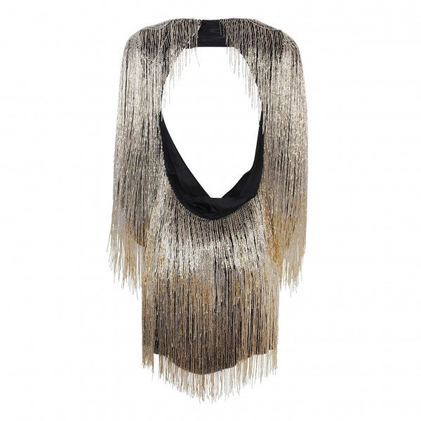 Roberto Cavalli Metallic Fringe Mini Dress