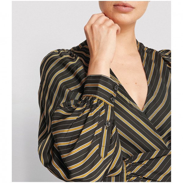 Ganni Stripe Print Wrap Dress