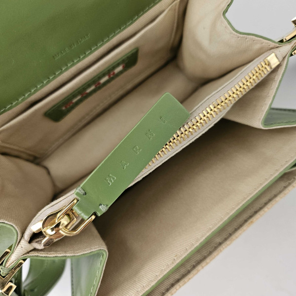Marni Mini Raffia Trunk Crossbody Bag in Green