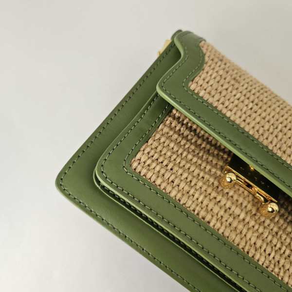Marni Mini Raffia Trunk Crossbody Bag in Green