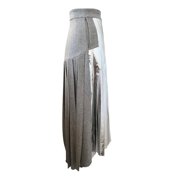 Teija Panelled Pleated Midi Skirt