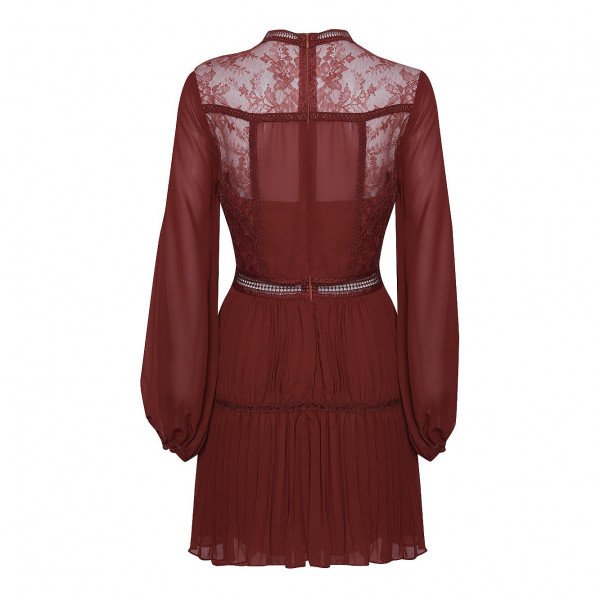 True Decadence Lace Pleated Mini Dress