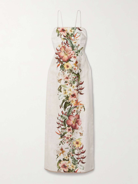 ZIMMERMANN  Lexi tie-detailed cutout floral-print linen maxi dress