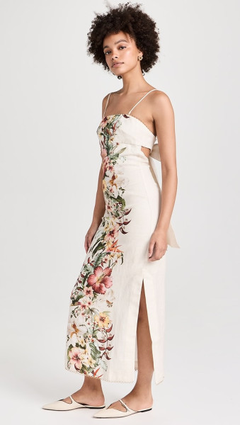 ZIMMERMANN  Lexi tie-detailed cutout floral-print linen maxi dress