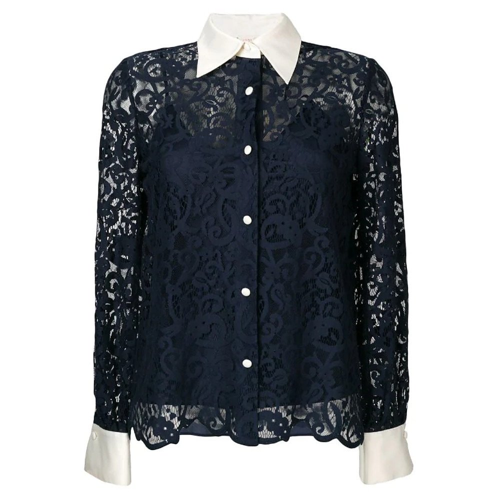 Tory Burch Button-Down Lace Rosie Blouse