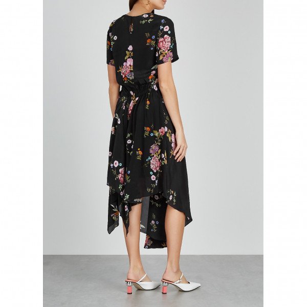 Preen Line Ruched Floral-Print Midi Dress
