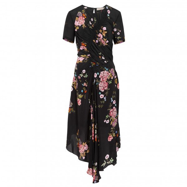 Preen Line Ruched Floral-Print Midi Dress