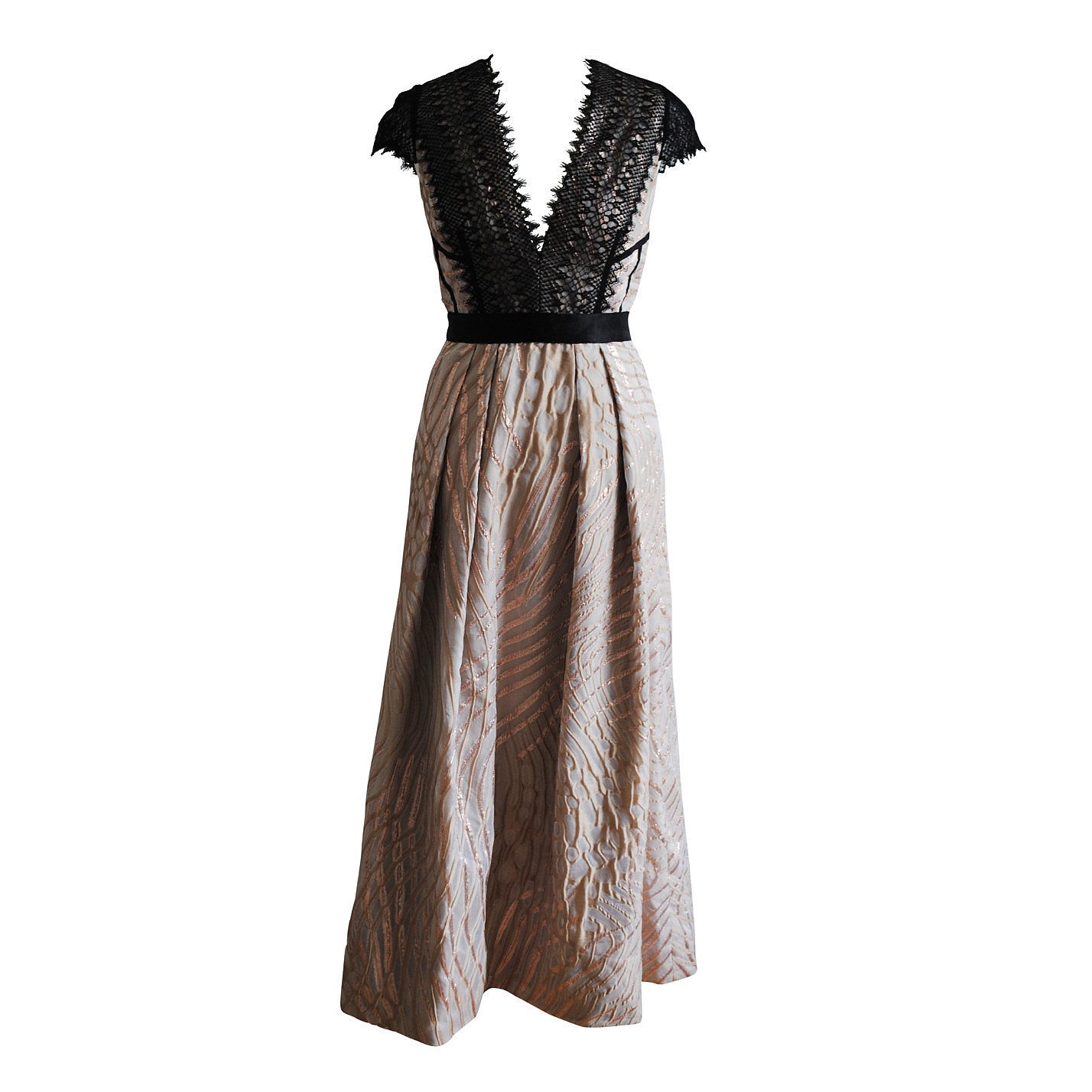 Amanda Wakeley Metallic Lace-Trimmed Midi Dress