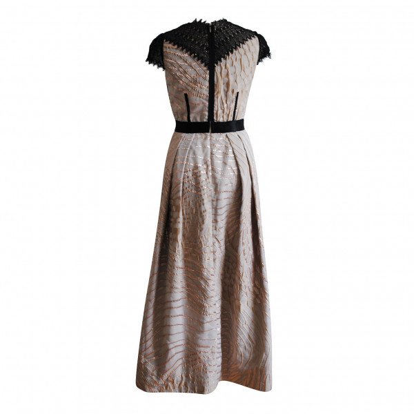 Amanda Wakeley Metallic Lace-Trimmed Midi Dress