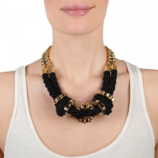 John & Pearl Knot Necklace in Gold and Black