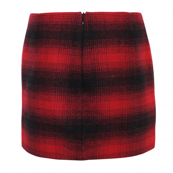 Maje Tartan Wool Mini Skirt