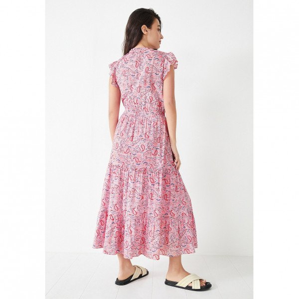 Hush Hailey Ruffle Midi Dress In Soft Paisley Multi