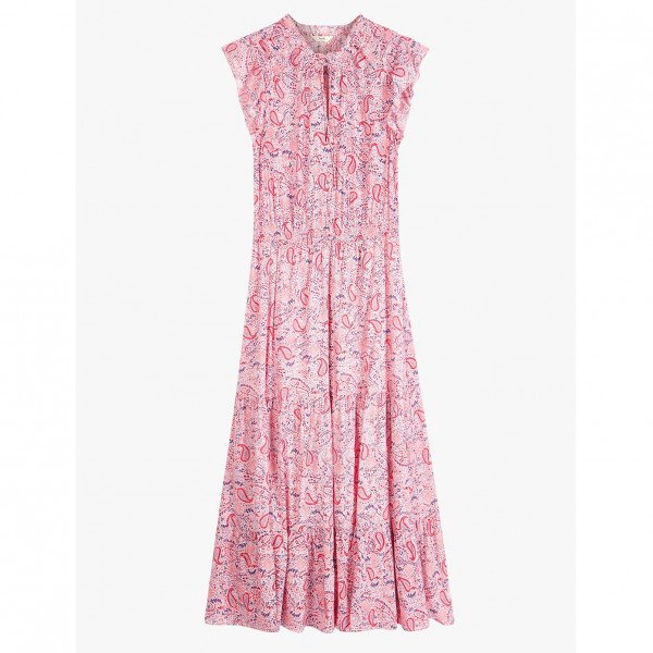Hush Hailey Ruffle Midi Dress In Soft Paisley Multi