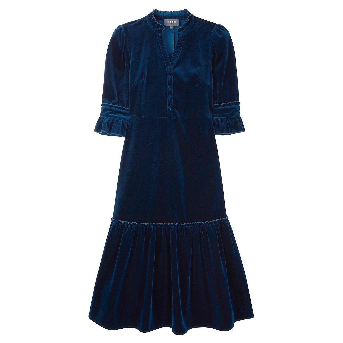 Wyse London Isobel Velvet Dress In Petrol