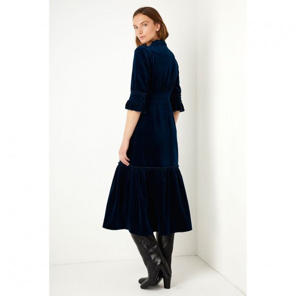 Wyse London Isobel Velvet Dress In Petrol