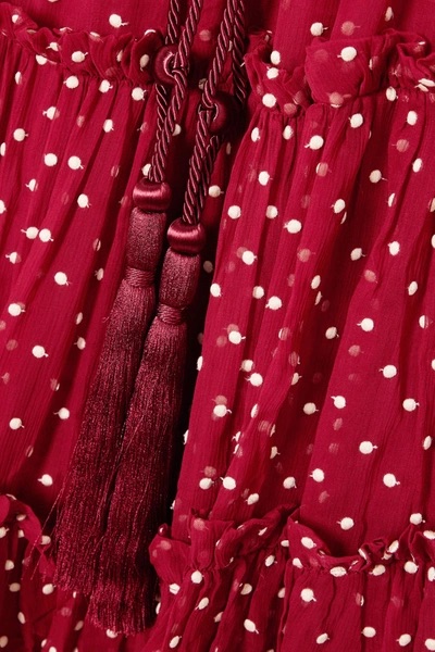 ZIMMERMANN ZIMMERMANN Ladybeetle Belted Ruffled Polka-Dot Silk-Chiffon Midi Dress