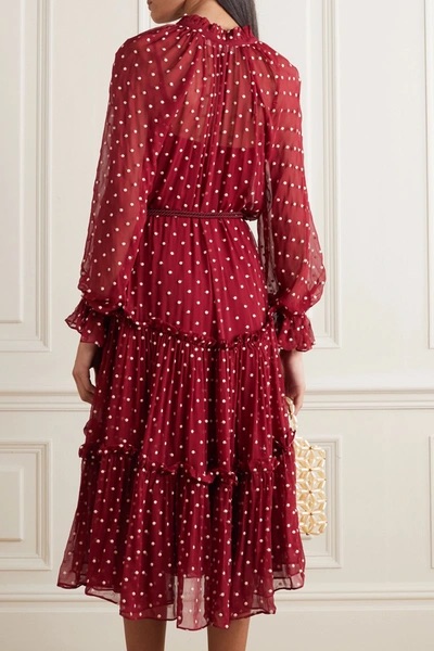 ZIMMERMANN ZIMMERMANN Ladybeetle Belted Ruffled Polka-Dot Silk-Chiffon Midi Dress