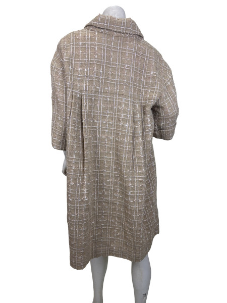 CHANEL Tweed Button Up Midi Dress in Beige