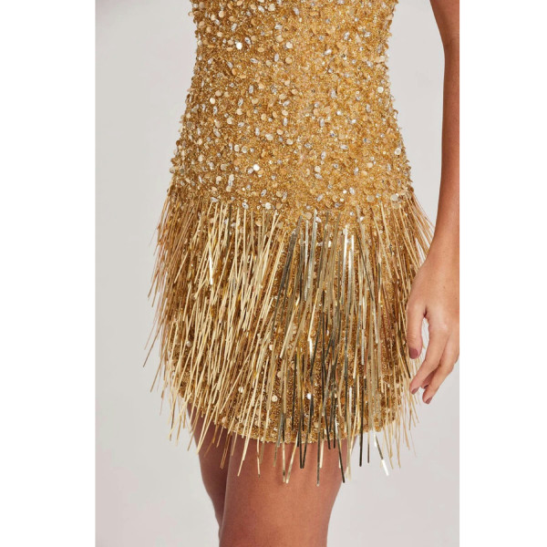 Nadine Merabi Kendal Gold Dress