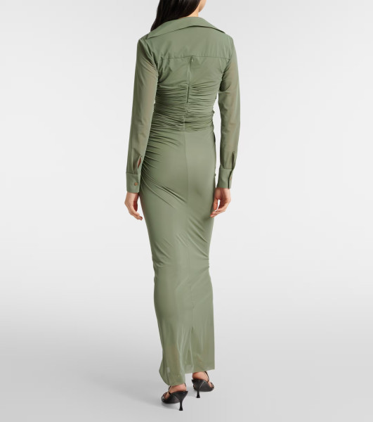 CHRISTOPHER ESBER Venus Plunged Maxi Dress in Olive