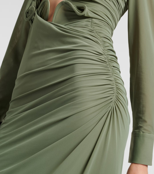 CHRISTOPHER ESBER Venus Plunged Maxi Dress in Olive