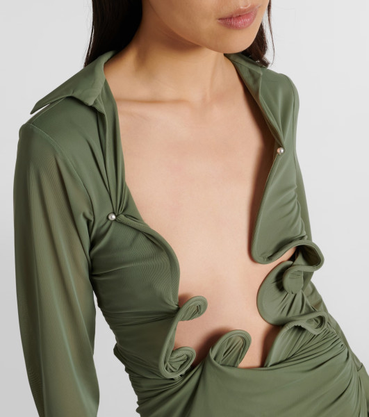CHRISTOPHER ESBER Venus Plunged Maxi Dress in Olive