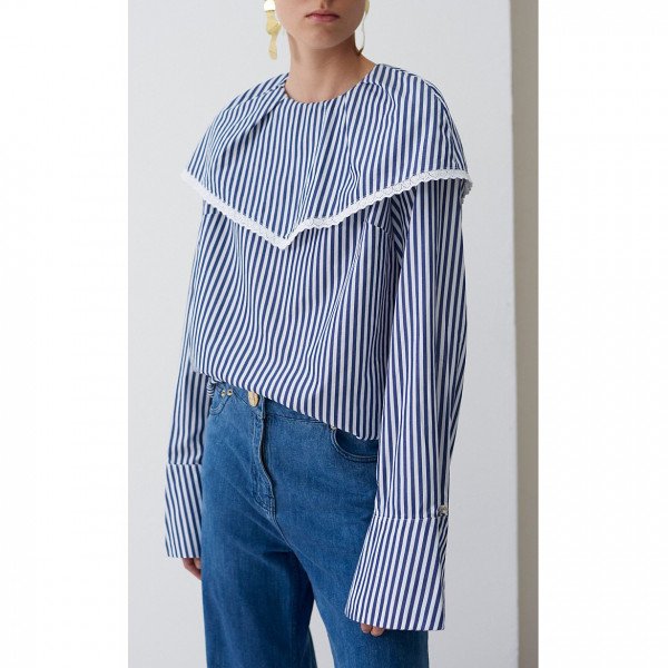 Mother of Pearl Ollie Striped Poplin Blouse