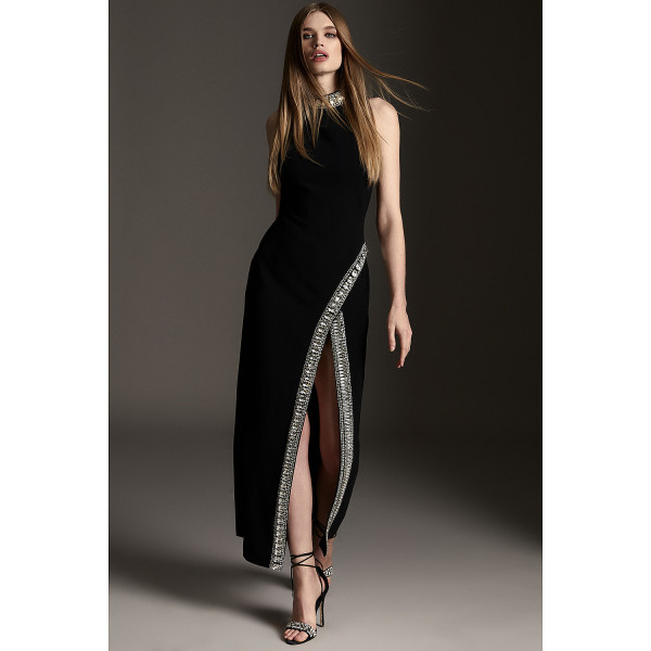 Rent Buy Karen Millen Crystal Embellished Woven Thigh Split Maxi 