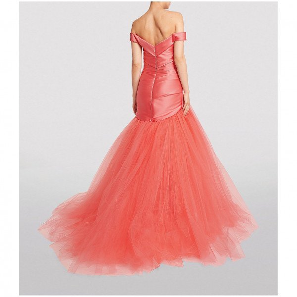 Monique Lhuillier Off-Shoulder Fishtail Gown