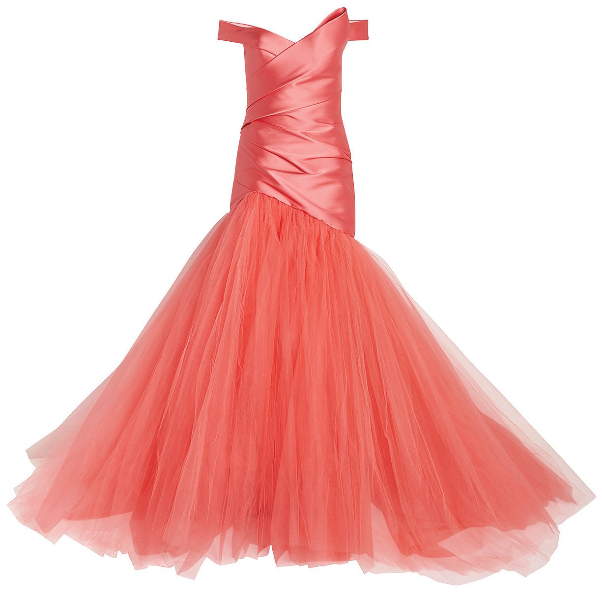 Monique Lhuillier Off-Shoulder Fishtail Gown