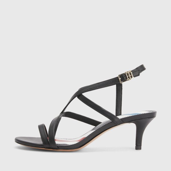 Tommy Hilfiger Strappy Kitten Heel Leather Sandals