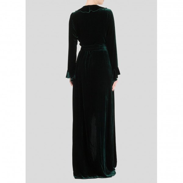 Dhela Silk Velvet Wrap Dress