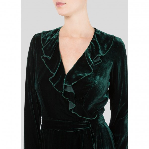 Dhela Silk Velvet Wrap Dress