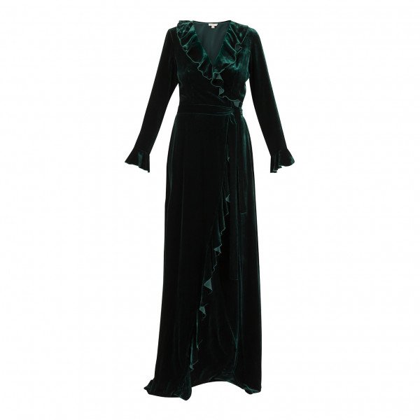 Dhela Silk Velvet Wrap Dress