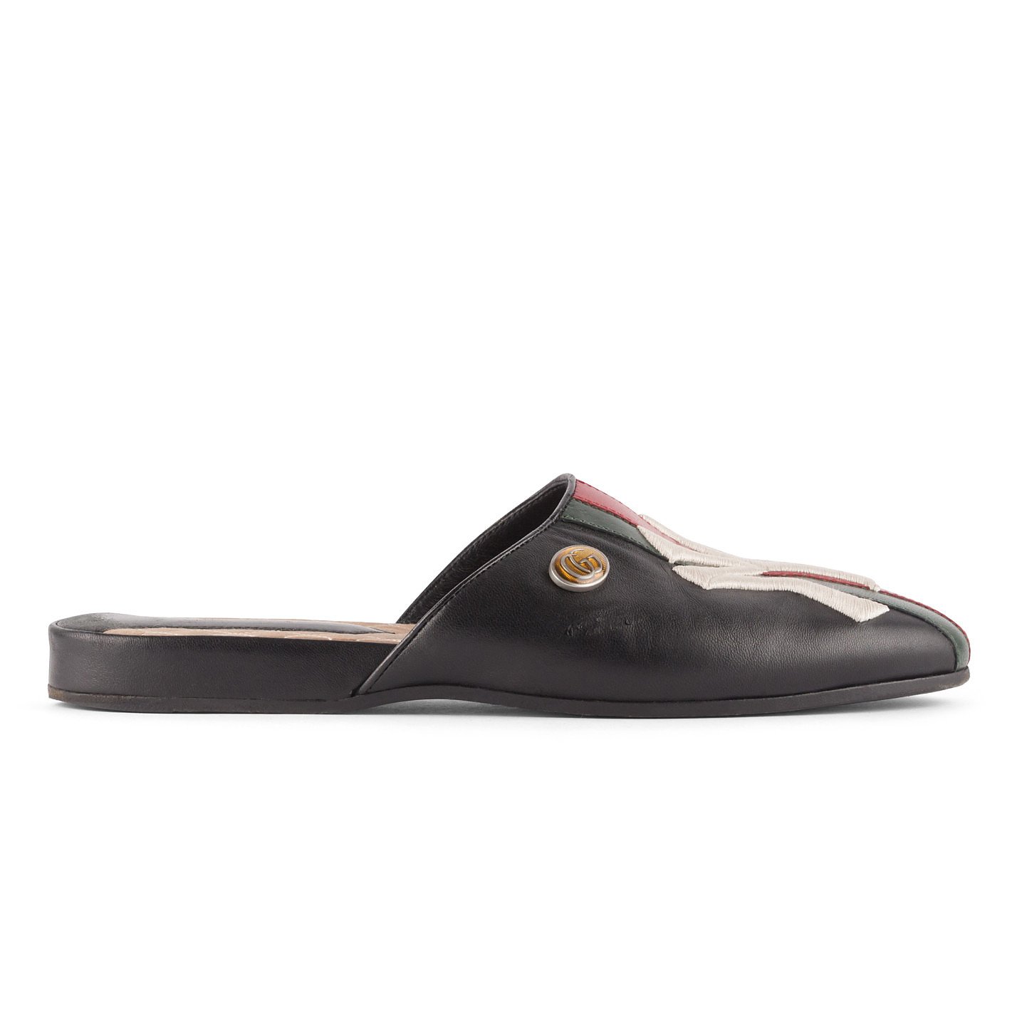 Rent or Buy Gucci NY Yankee Leather Slippers from MyWardrobeHQ.com