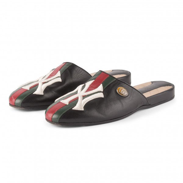 Gucci NY Yankee Leather Slippers