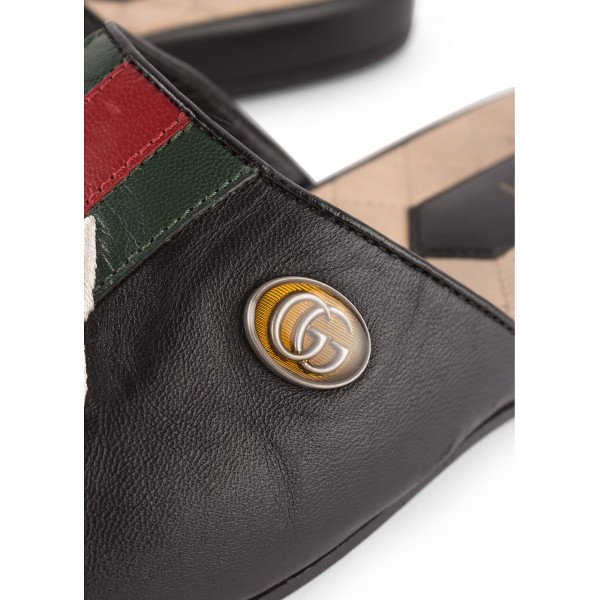 Gucci NY Yankee Leather Slippers