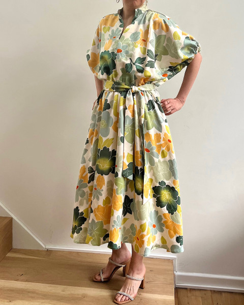 Hit Parade Chrysanthemum and Camelia Gloria Batwing Dress