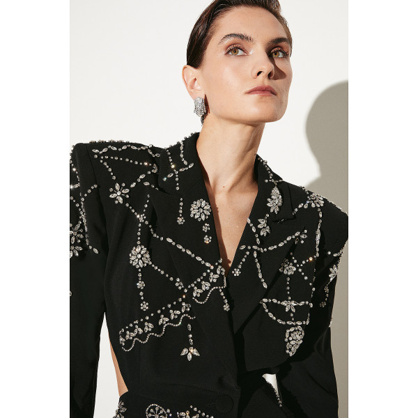Karen Millen Crystal Embellished Cady Blazer Dress