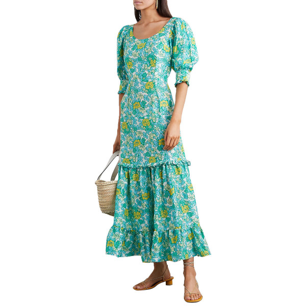 Rixo Floral Print Ruffle-Hem Dress