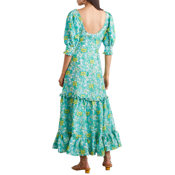 Rixo Floral Print Ruffle-Hem Dress