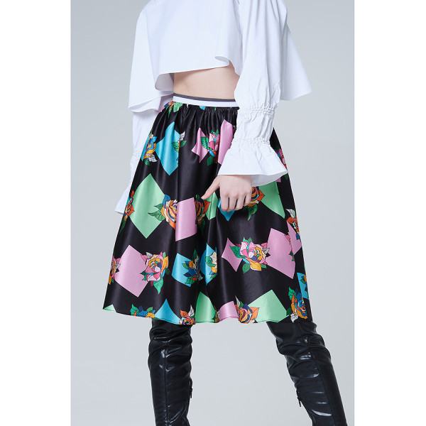 JU-NNA Rhiannon - Gathered Floral Print Skirt