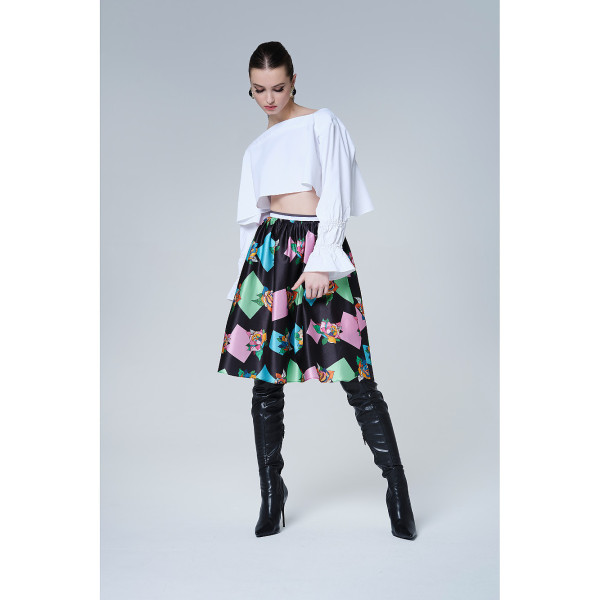 JU-NNA Rhiannon - Gathered Floral Print Skirt