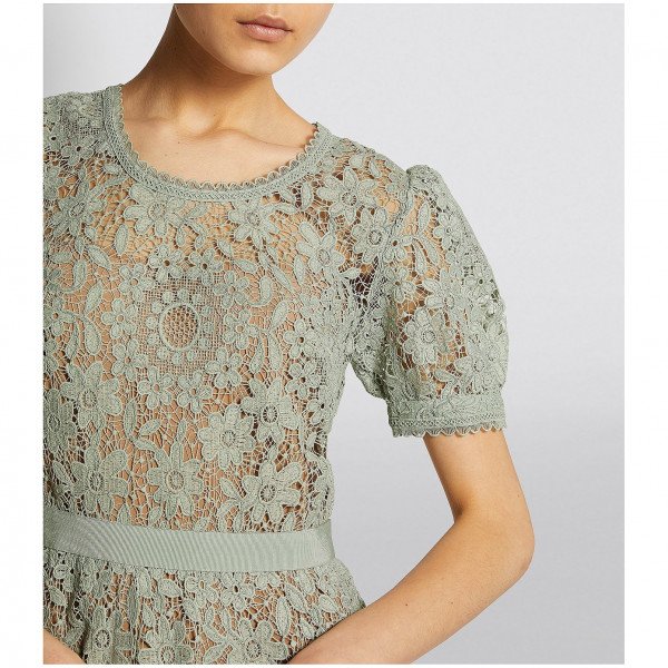 Self-Portrait Guipure Lace Mini Dress In Mint