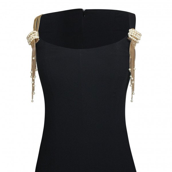 CHANEL Shift Dress With Chain And Pearl Detail