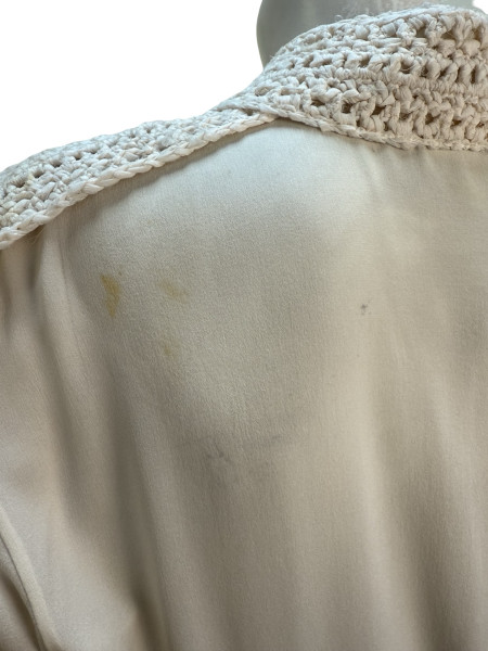 CHANEL Short Sleeve Knitted Collar Blouse in White